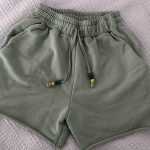STAUD drawstring sweatshorts with bead detail sage green